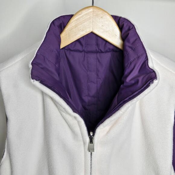 IZOD Purple Puffer Vest Reversible to Cream Fleece w/Pockets Size S - Picture 12 of 12